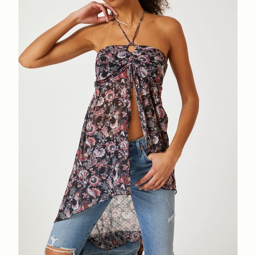 *Anthropologie Let Me Be Open Front Halter Top